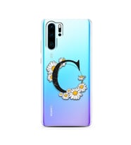 Papatya Harf Tasarım Süper Şeffaf Silikon Telefon Kılıfı Huawei P30 Pro  C-Harfi