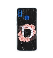 Mermer Çiçekli Harf Tasarım Süper Şeffaf Silikon Telefon Kılıfı Huawei Honor 10 