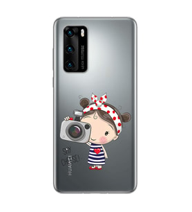 Foto Kız Tasarımlı Süper Şeffaf Silikon Telefon Kılıfı Huawei P40