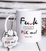 BK Gift Kişiye Özel Google Ask Me Beyaz Kupa ve Anahtarlık Hediye Seti (Model 1)