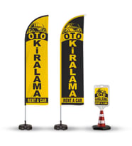 Oto KiralamaTemalı 2 Yelken Bayrak ve Duba Reklam Paketi
