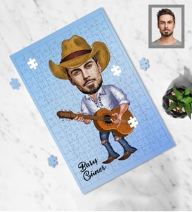 Kişiye Özel Gitarist Karikatürlü A4 99 Parça Puzzle Bay-1