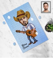 Kişiye Özel Gitarist Karikatürlü A4 99 Parça Puzzle Bay-1