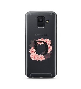 Pembe Çiçekli Harf Tasarım Süper Şeffaf Silikon Telefon Kılıfı Samsung A6 (2018)