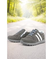 Rakerplus Deri Gri Fermuarlı Spor Ayakkabı Sneaker