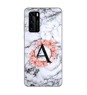 Mermer Çiçekli Harf Tasarım Süper Şeffaf Silikon Telefon Kılıfı Huawei P40 Pro A