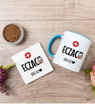 Eczacı Kırmızı Kupa Bardak Ve Bardak Altlığı Seti