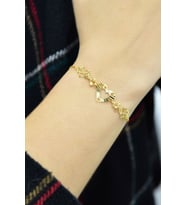 925 Ayar Gümüş Gold Kaplama Sonsuzluk Kalp Kristal Kesim Bileklik