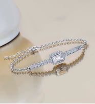 Else Silver Pırlanta Modeli Baget Taşlı Gümüş Bileklik