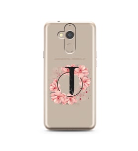 Pembe Çiçekli Harf Tasarım Süper Şeffaf Silikon Telefon Kılıfı General Mobile GM