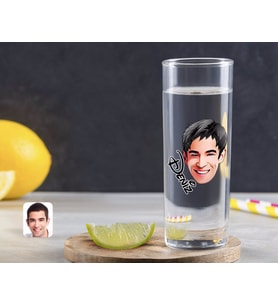 BK Gift Kişiye Özel Renkli Baskılı Erkek Yüz Karikatürlü Vodka Bardağı-2 (Beyaz)