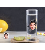 BK Gift Kişiye Özel Renkli Baskılı Erkek Yüz Karikatürlü Vodka Bardağı-2 (Beyaz)
