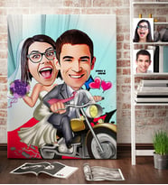 BK Gift Kişiye Özel Gelin Damat Karikatür Kanvas Tablo 70x100cm 8