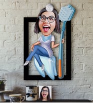 BK Gift Kişiye Özel Bayan Diş Hekimi Karikatürlü 3D Ahşap Tablo-2