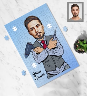 Kişiye Özel Berber Tasarımlı Karikatür A4 99 Parça Puzzle Bay-1