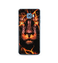 Aslan Neon Tasarım Süper Şeffaf Silikon Telefon Kılıfı Samsung C5 Pro  