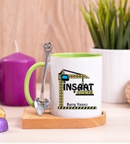 İnşaat Teknikeri Ahşap Altlıklı Yeşil Kupa Bardak