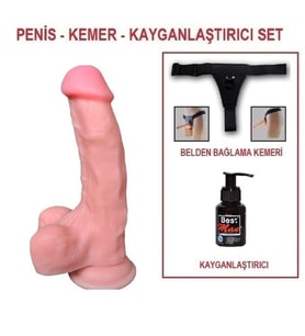LilituShop 18 cm Belden Bağlamalı Yeni Nesil Realistik Penis + Kemer + Kayganlaştırıcı