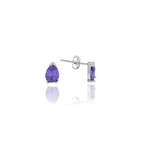 Söğütlü Silver Gümüş rodyumlu mor taşlı damla küpe