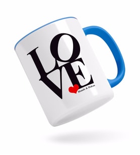 BK Gift Kişiye Özel Love Tasarımlı Mavi Kupa Bardak-1