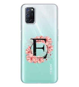 Pembe Çiçekli Harf Tasarım Süper Şeffaf Silikon Telefon Kılıfı Oppo A52-A72 E-Ha