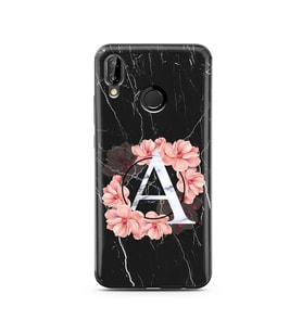 Mermer Çiçekli Harf Tasarım Süper Şeffaf Silikon Telefon Kılıfı Huawei P20 Lite 