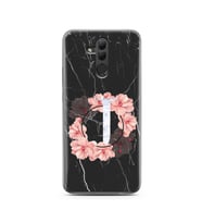 Mermer Çiçekli Harf Tasarım Süper Şeffaf Silikon Telefon Kılıfı Huawei Mate 20 L