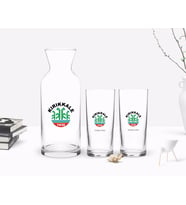 BK Gift Kişiye Özel Renkli Baskılı Kırıkkale Tasarımlı Turistik İkili Rakı Bardağı ve Karaf Hediye Seti-1 (Beyaz)