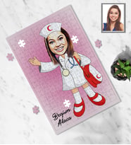 Kişiye Özel Hemşire Tasarımlı Karikatür A3 130 Parça Puzzle Bayan-1