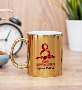 Kadınlar Günü Hediyesi Gold Kupa Bardak - 2