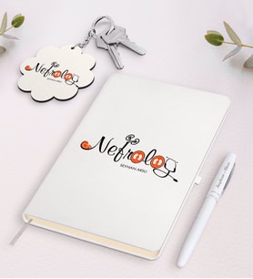 BK Gift Kişiye Özel Nefrolog Beyaz Defter Kalem ve Anahtarlık Hediye Seti (Model 1)