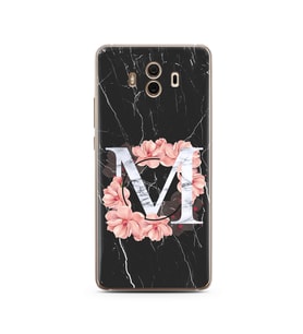 Mermer Çiçekli Harf Tasarım Süper Şeffaf Silikon Telefon Kılıfı Huawei Mate 10 P