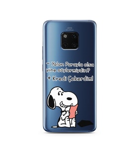 Snoopy Tasarımlı Süper Şeffaf Silikon Telefon Kılıfı Huawei Mate 20 Pro 