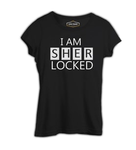 Sherlock - I am Sherlocked Siyah Kadın Tshirt