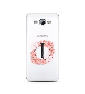 Pembe Çiçekli Harf Tasarım Süper Şeffaf Silikon Telefon Kılıfı Samsung A8 (2015)