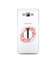 Pembe Çiçekli Harf Tasarım Süper Şeffaf Silikon Telefon Kılıfı Samsung A8 (2015)