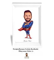 Kişiye Özel İsimli Süpermen Karikatür 20x30 cm Fotoğraf Çerçevesi