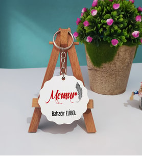 Memur Ahşap Anahtarlık