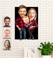 Kişiye Özel Aile Hediye Karikatür Ahşap Tablo