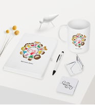 BK Gift Kişiye Özel Çocuk Gelişimi Öğretmeni Temalı Beyaz Defter Kalem Kupa Ayna Seti - 1