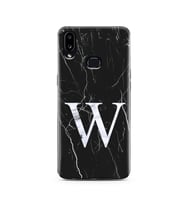 Samsung A10s Siyah Mermer Harf Tasarımlı Telefon Kılıfı W-Harfi 