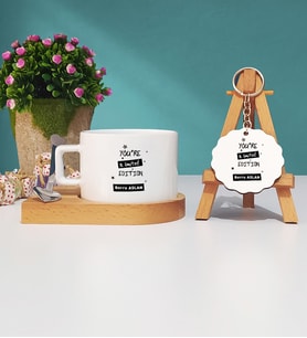 You Are A Limited Edition Ahşap Altlıklı Fincan ve Anahtarlık Hediye Seti