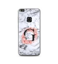 Mermer Çiçekli Harf Tasarım Süper Şeffaf Silikon Telefon Kılıfı Huawei P9 Lite 2