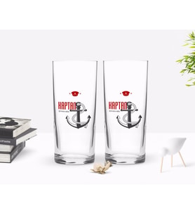 BK Gift Kişiye Özel Renkli Baskılı Kaptan Tasarımlı İkili Rakı Bardağı Seti-1 (Beyaz)