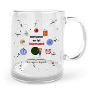 BK Gift Kişiye Özel Dünyanın En İyi Öğretmeni Cam Kupa Bardak  24