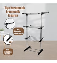 Doğrular Perilla Fits 3 Katlı Tekerlekli Çamaşır Kurutmalık