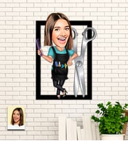 Kişiye Özel Kuaför Hediye Karikatür Ahşap Tablo