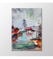 Arty Tablo Suluboya Kız Kulesi Tablo (Karışık)