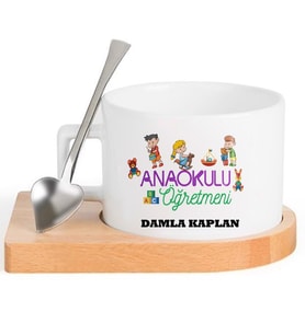 Ana Okulu Öğretmeni  Lüks Fincan Seti (Beyaz)