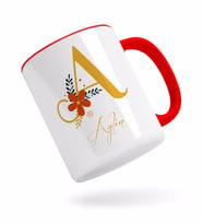 BK Gift Kişiye Özel Harf ve İsim Tasarımlı Kırmızı Kupa Bardak-1